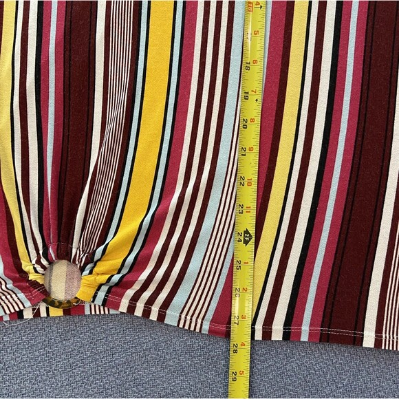 Lane Bryant Striped Top Sleeveless Flutter-Sleeve V-Neck Tee Ring At Hem 18/20 - Picture 5 of 8